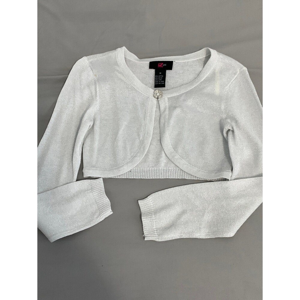Girls Dressy Cardigan size M- light silver